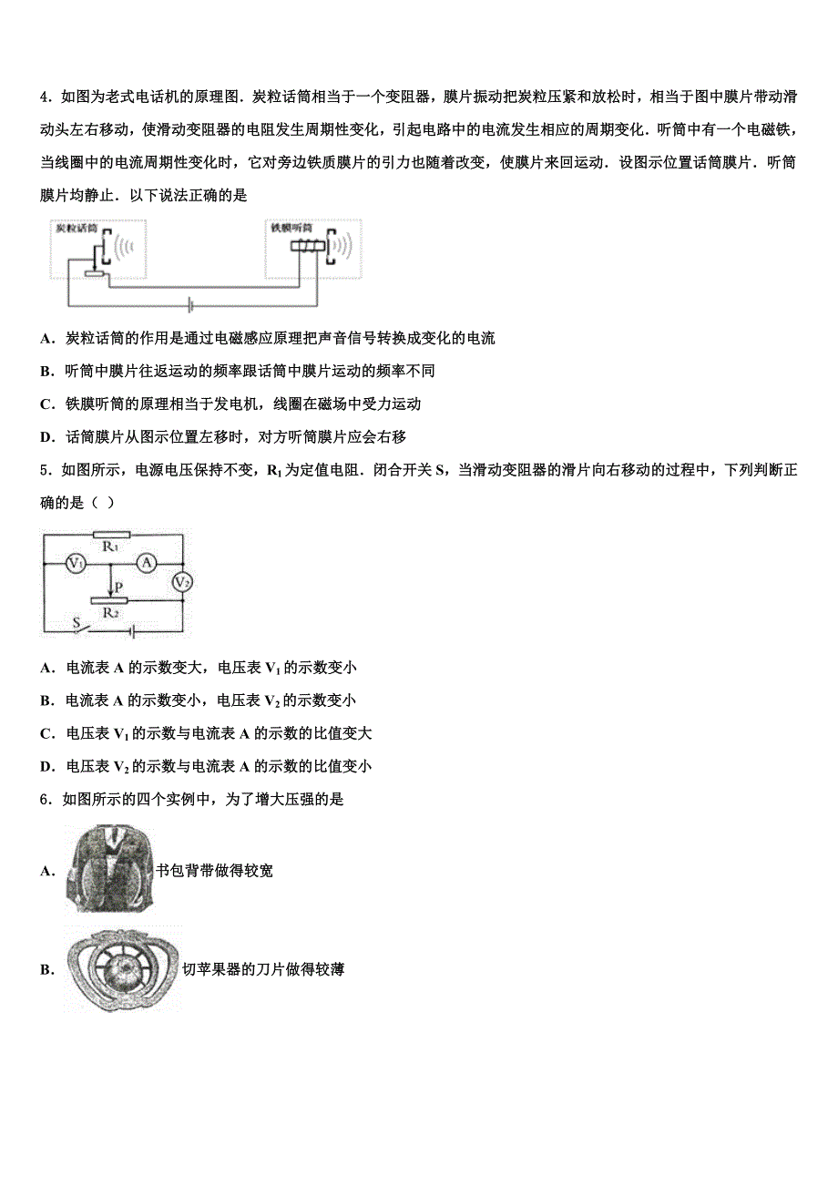 2022-2023学年四川省泸州市江阳区市级名校中考一模物理试题含解析_第2页