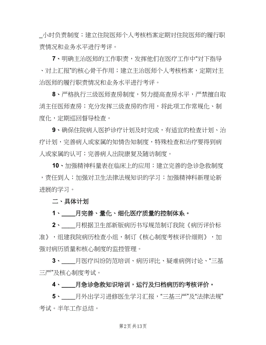 医疗质量管理和持续改进计划模板（五篇）.doc_第2页