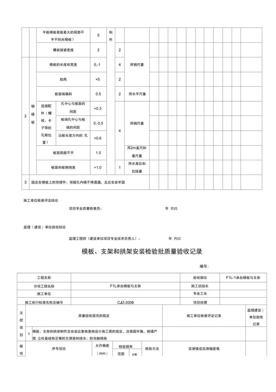 市政桥梁工程检验批施工用表_第5页