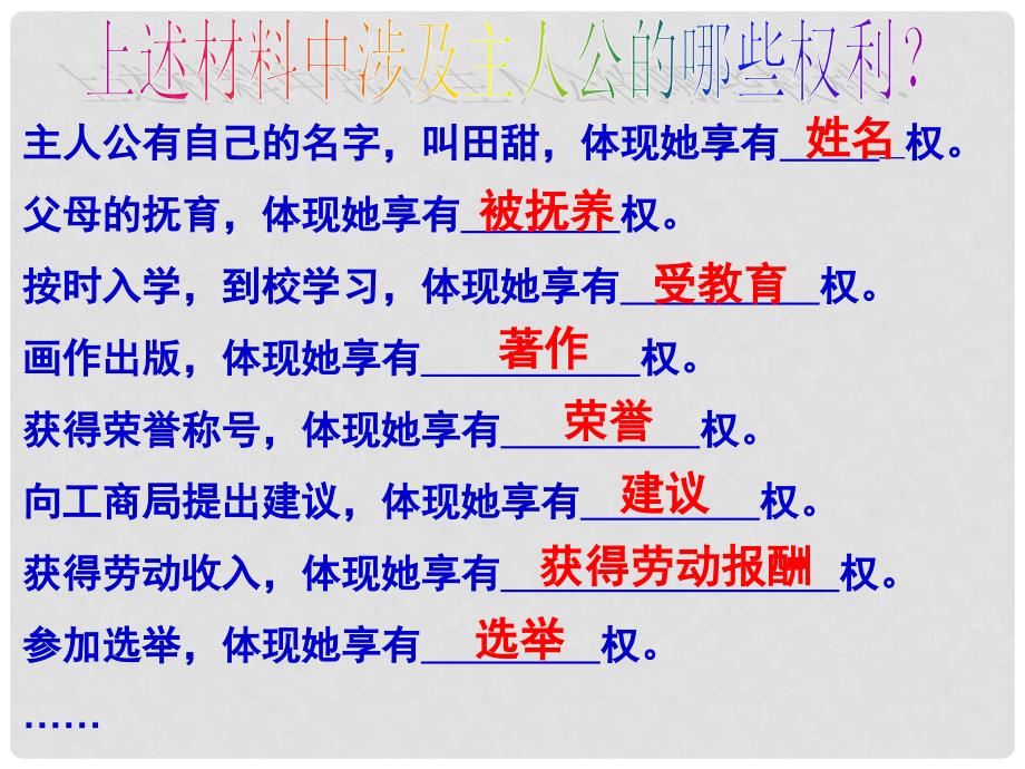 浙江省宁波市慈城中学八年级政治下册 1.1.2 我们享有广泛的权利课件 新人教版_第3页