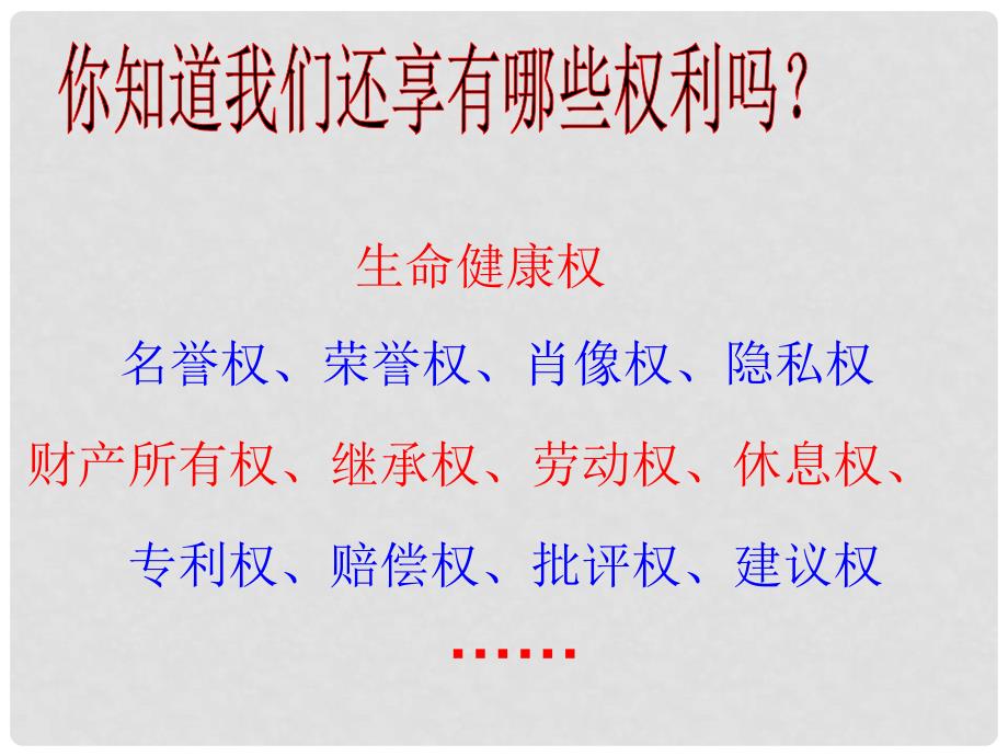 浙江省宁波市慈城中学八年级政治下册 1.1.2 我们享有广泛的权利课件 新人教版_第4页