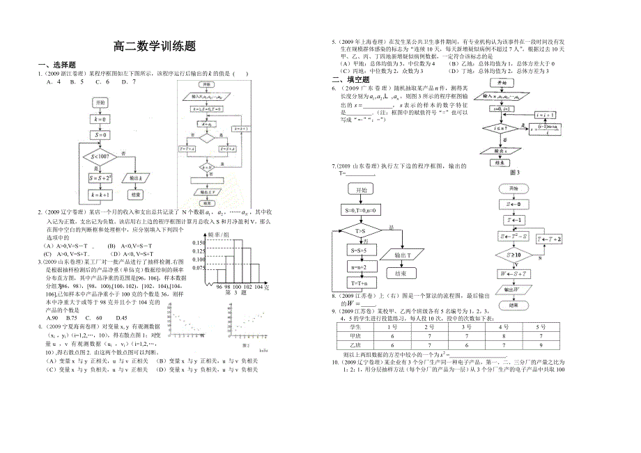 高二数学训练题_第1页