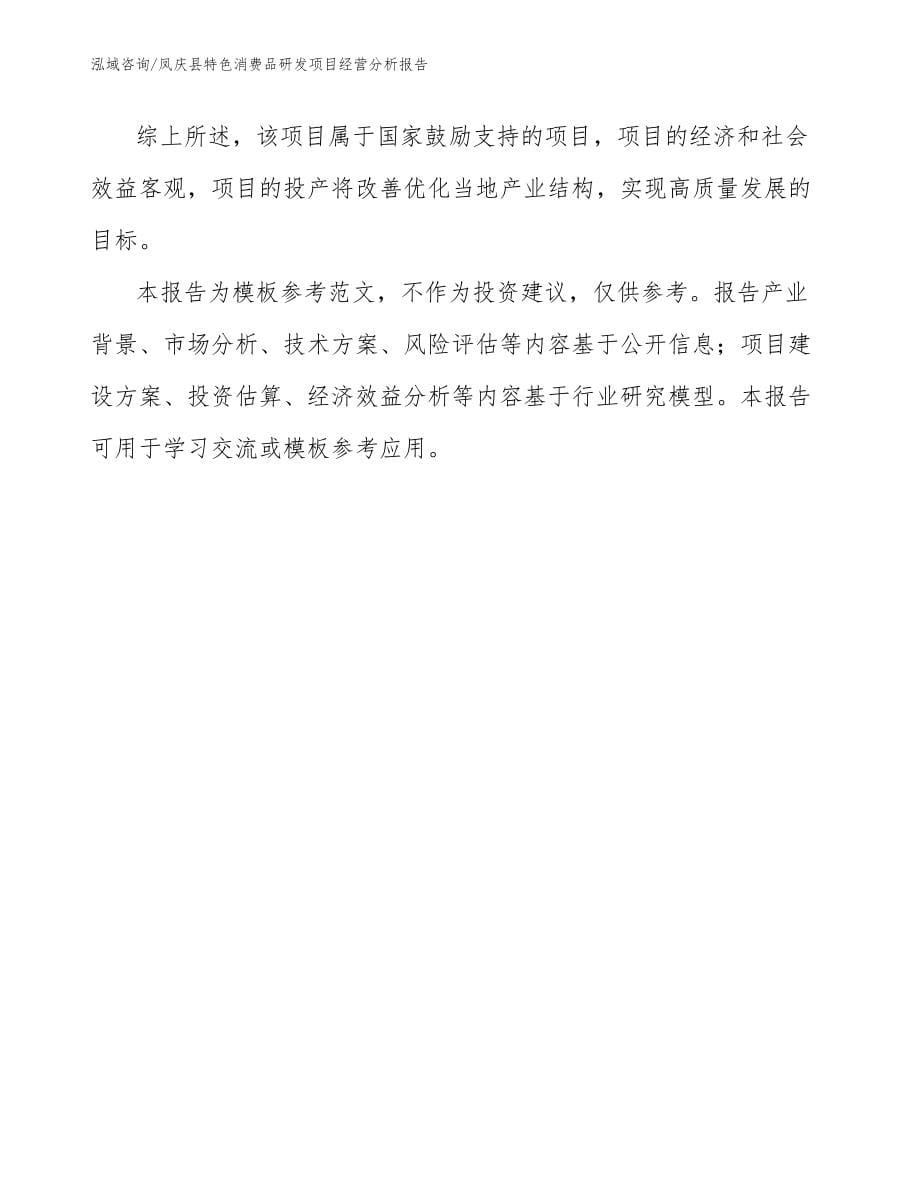 凤庆县特色消费品研发项目经营分析报告模板参考_第5页