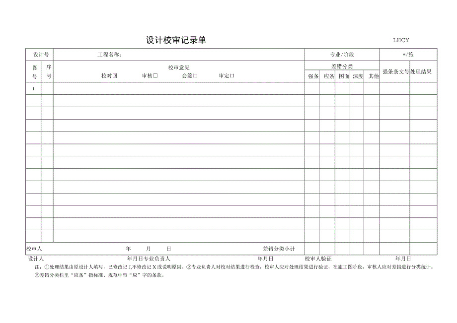 实施设计校审记录单_第1页