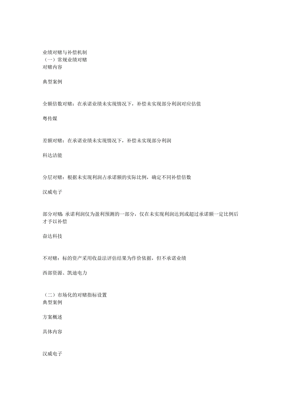 业绩对赌与补偿机制案例汇总_第1页