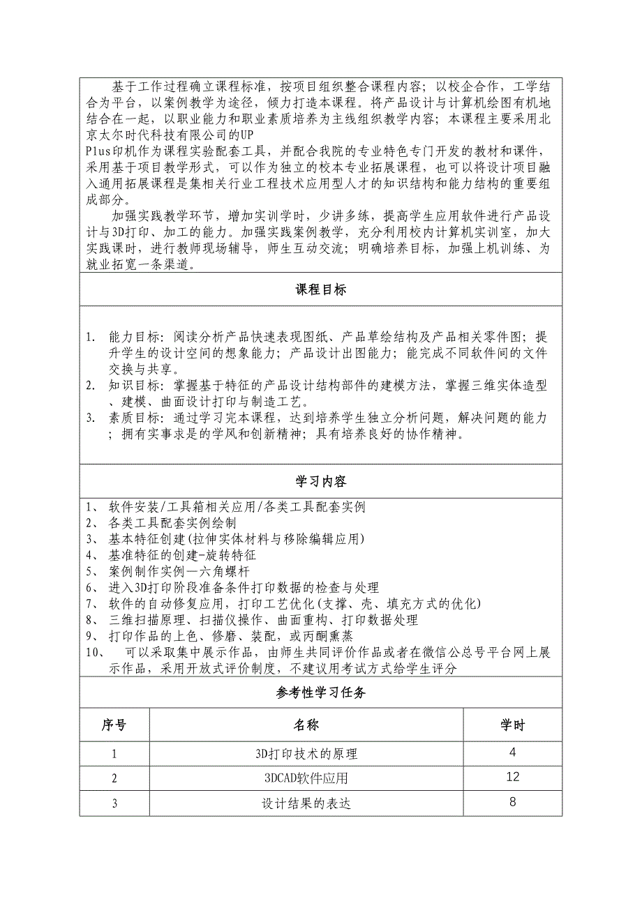 《3D打印技术》课程标准48-课时_第3页