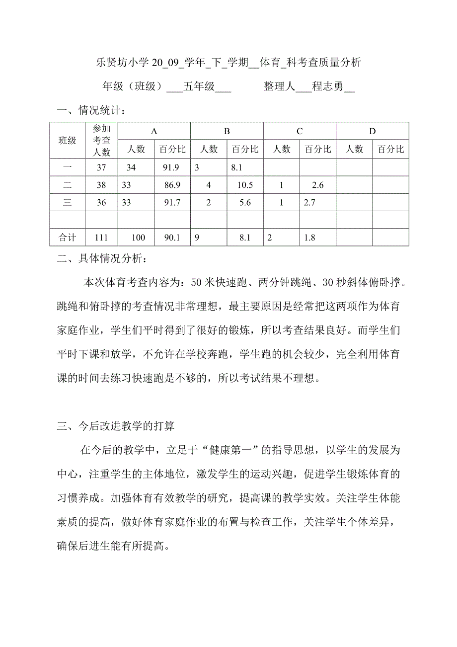 2009年下学期质量分析与总结.doc_第1页