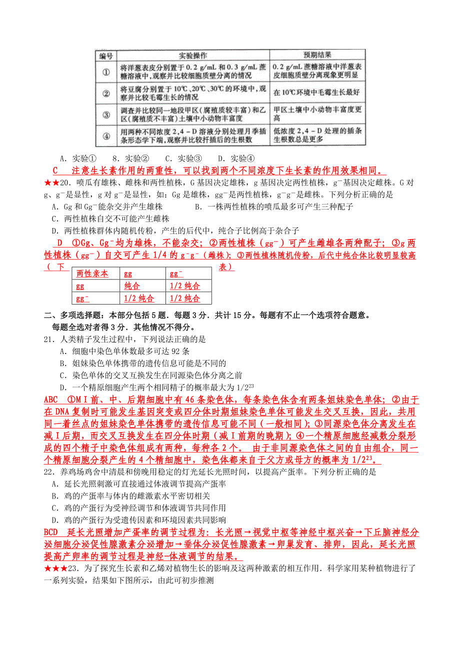 江苏省生物高考试题及全解析_第4页