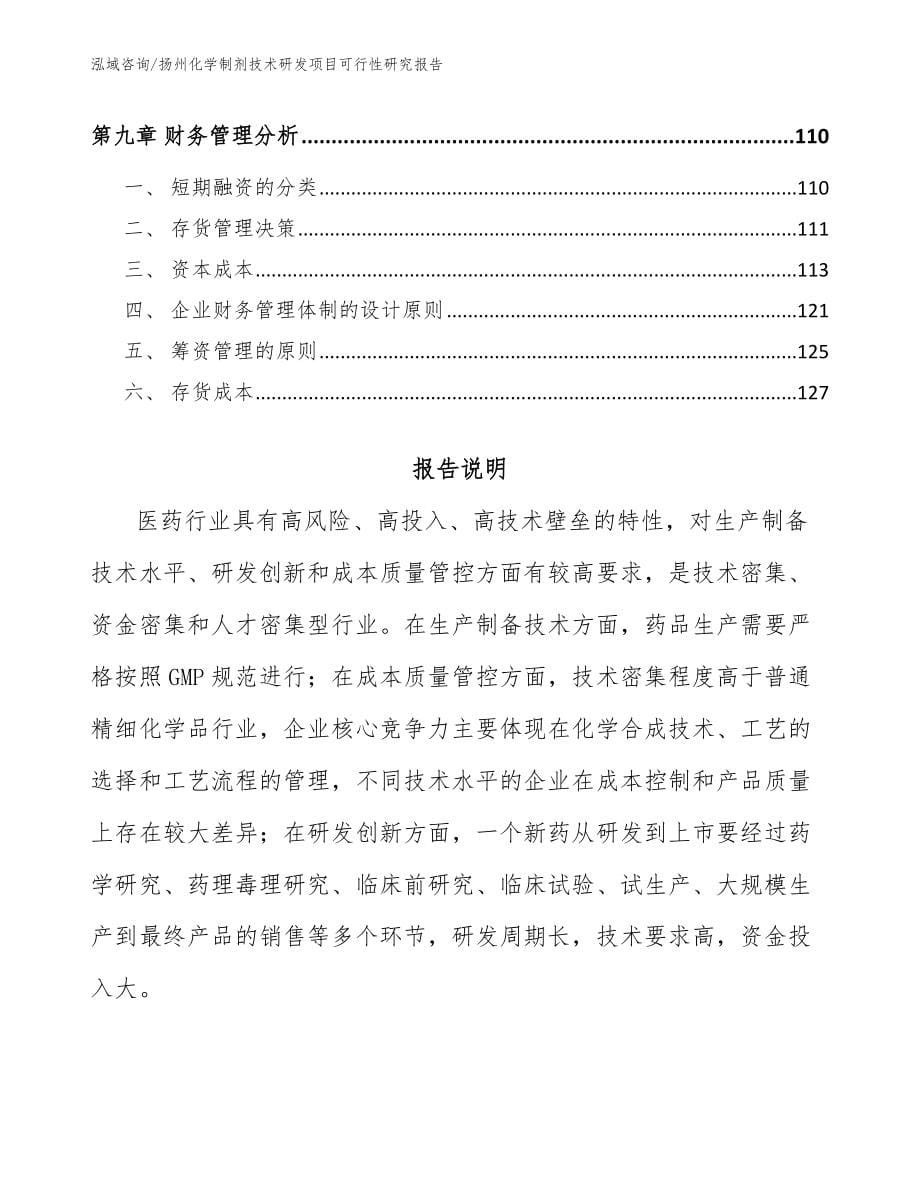 扬州化学制剂技术研发项目可行性研究报告_范文_第5页