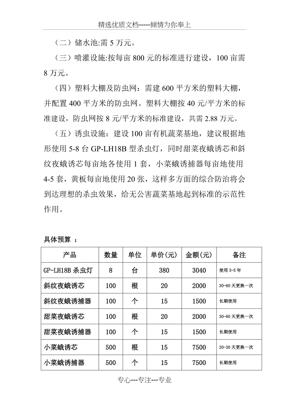 100亩有机蔬菜种植基地项目概算_第3页