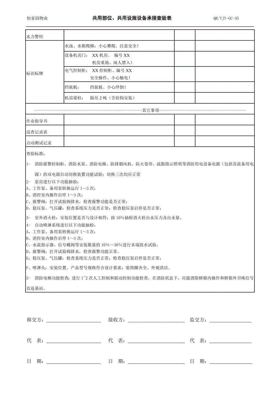 消防系统-公共部位设施设备承接查验表.doc_第3页