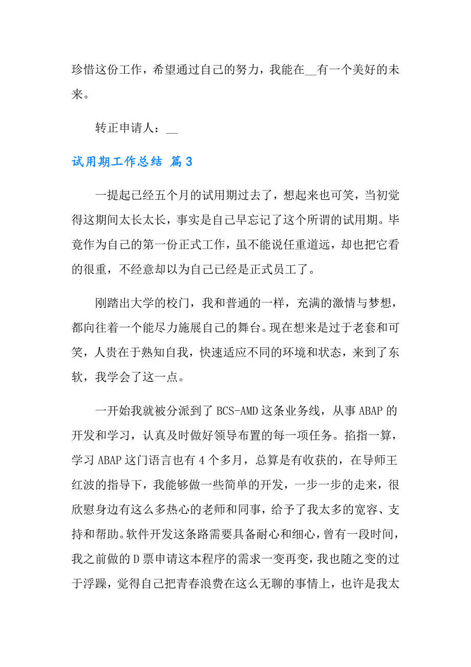 2022年实用的试用期工作总结模板汇编7篇_第4页