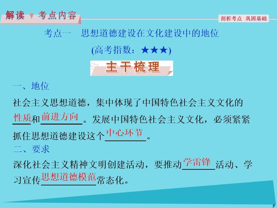 高考政治总复习 第四单元 第十课 文化建设的中心环节课件（必修3）_第3页