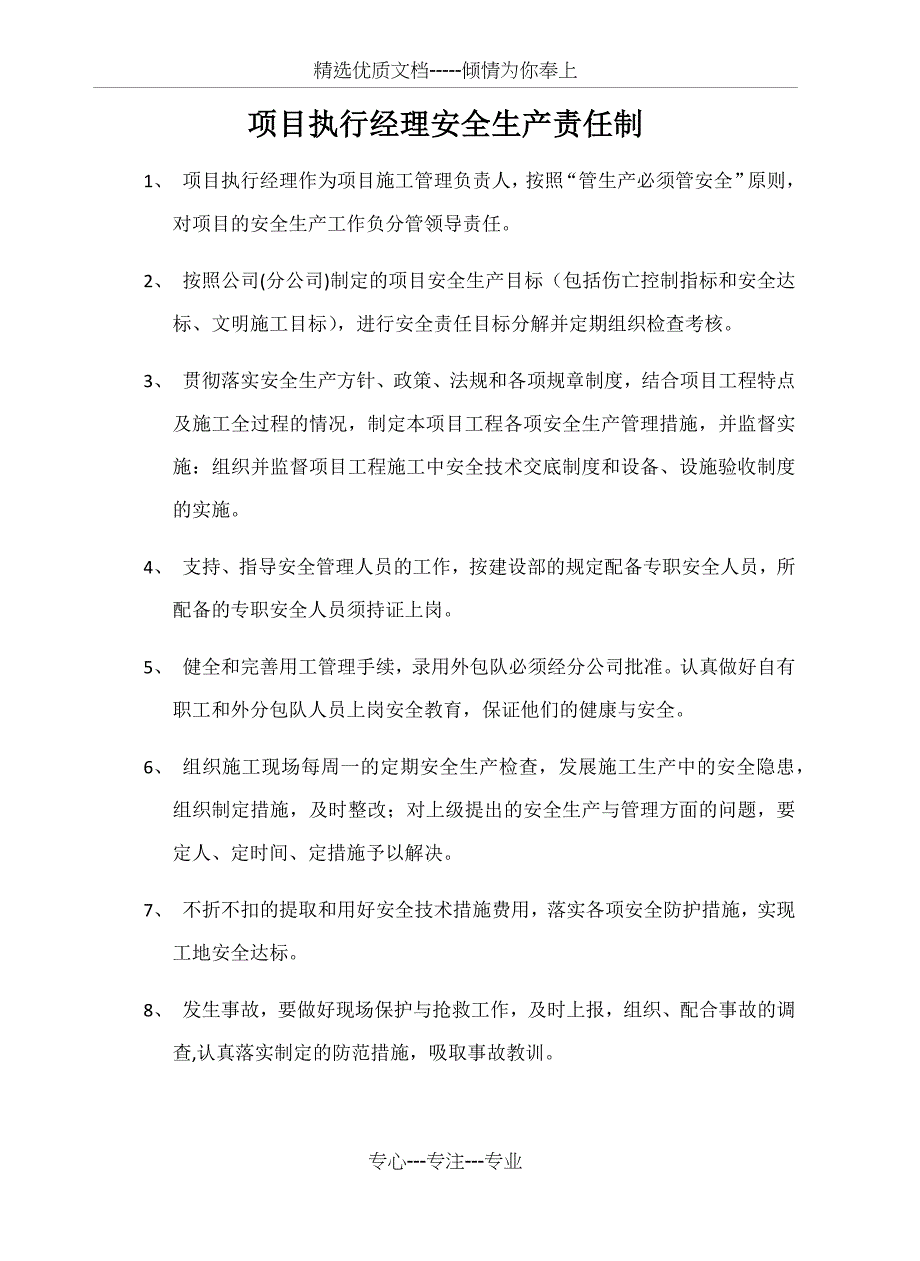 项目执行经理安全生产责任制_第1页