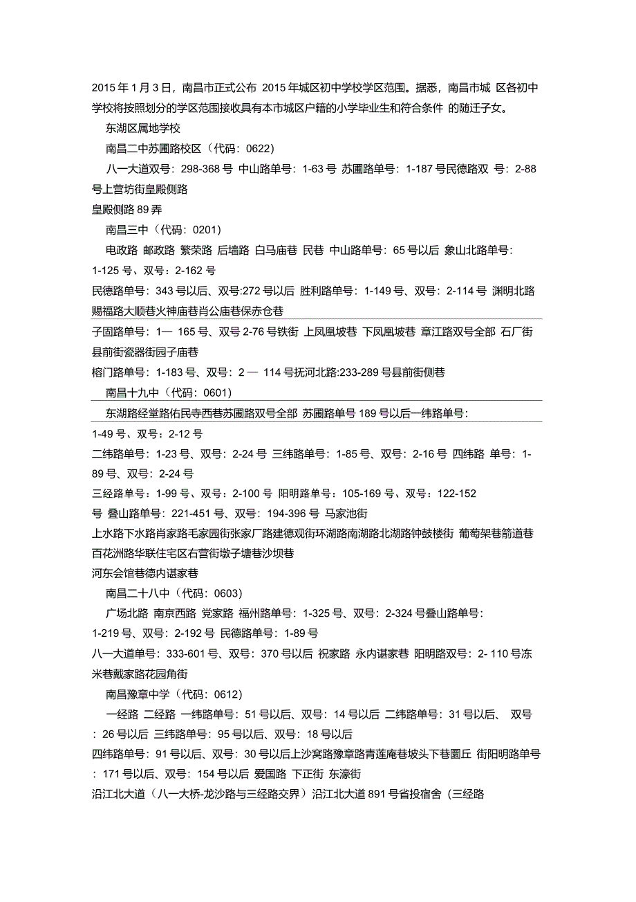 江西省南昌市初中学区划分_第1页
