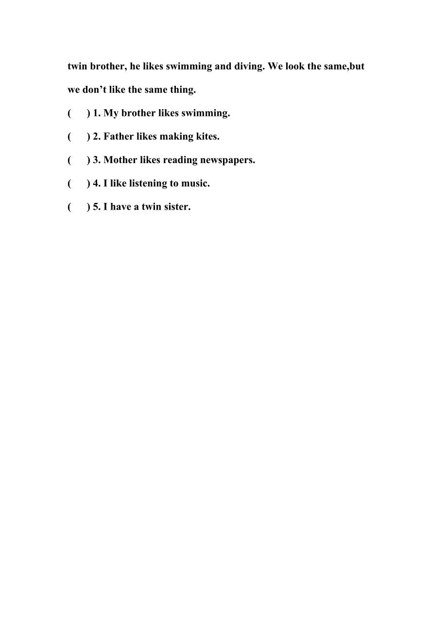六年级英语Unit1-5测试题_第5页