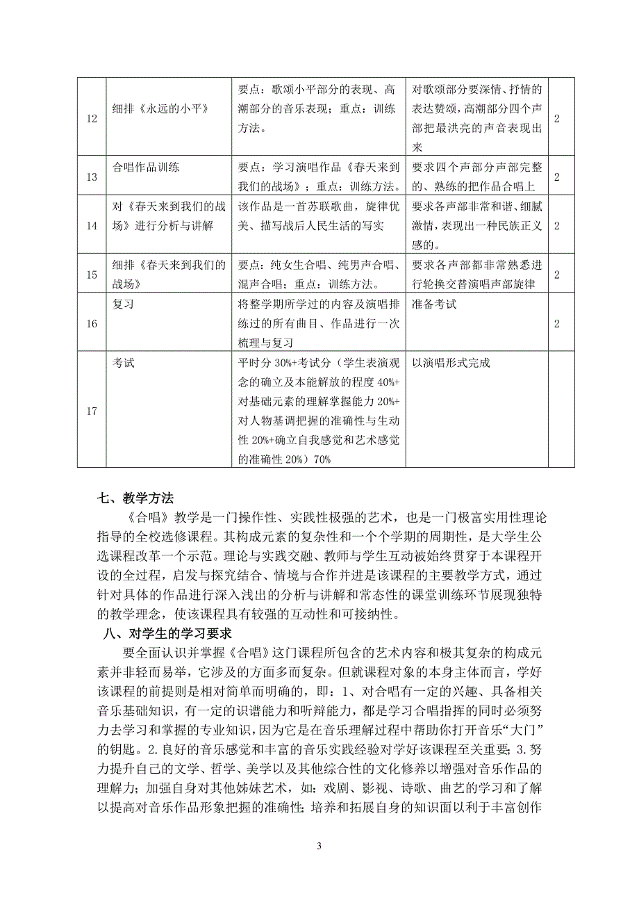 合唱表演与实训课程教学大纲_第3页