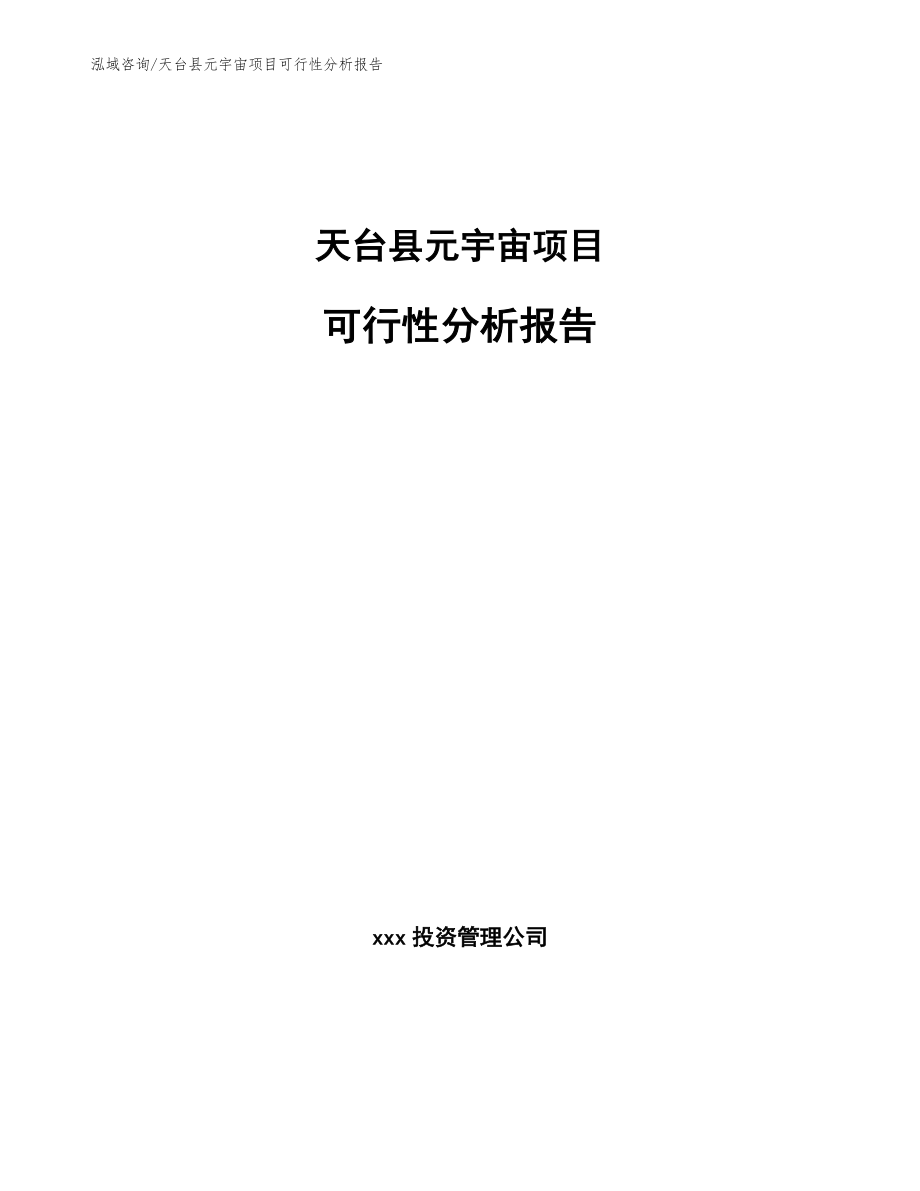 天台县元宇宙项目可行性分析报告【模板参考】_第1页
