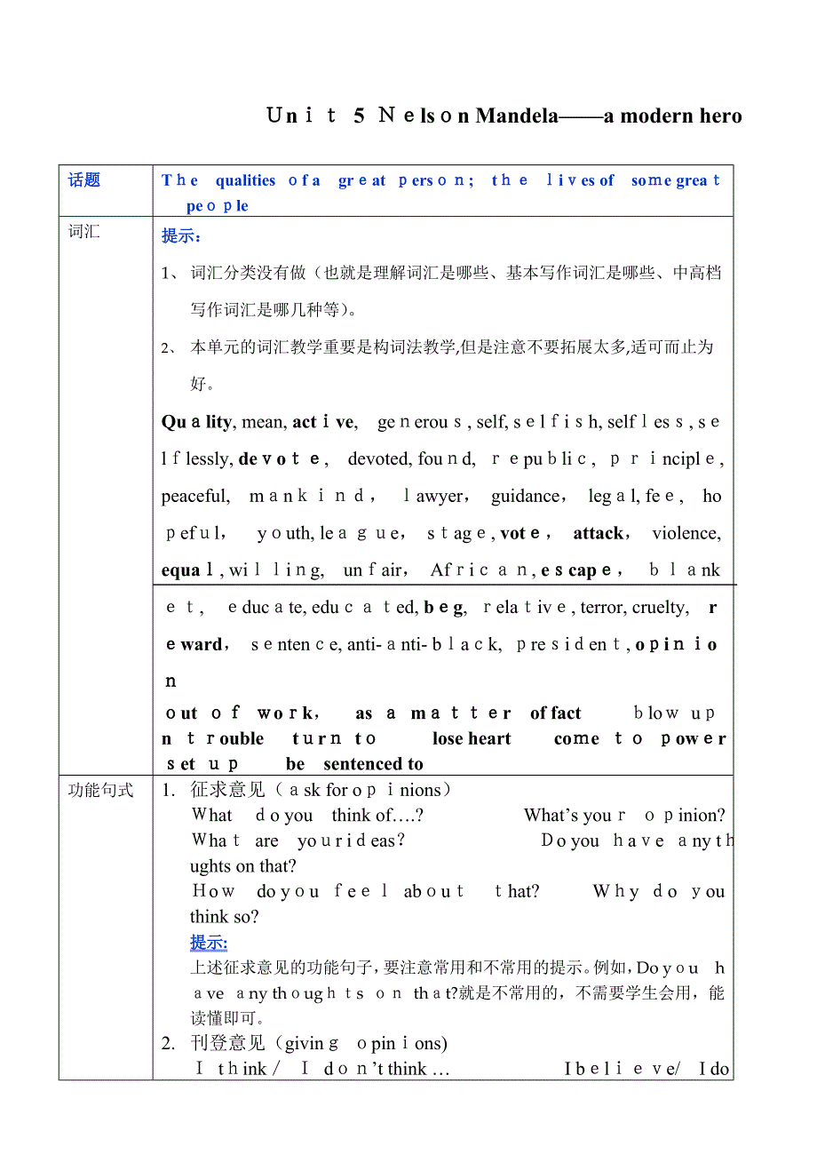 人教版高中英语必修一-Unit-5教案_第1页