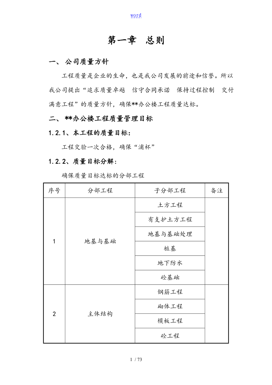 沧达办公楼工程高质量保证体系01_第1页