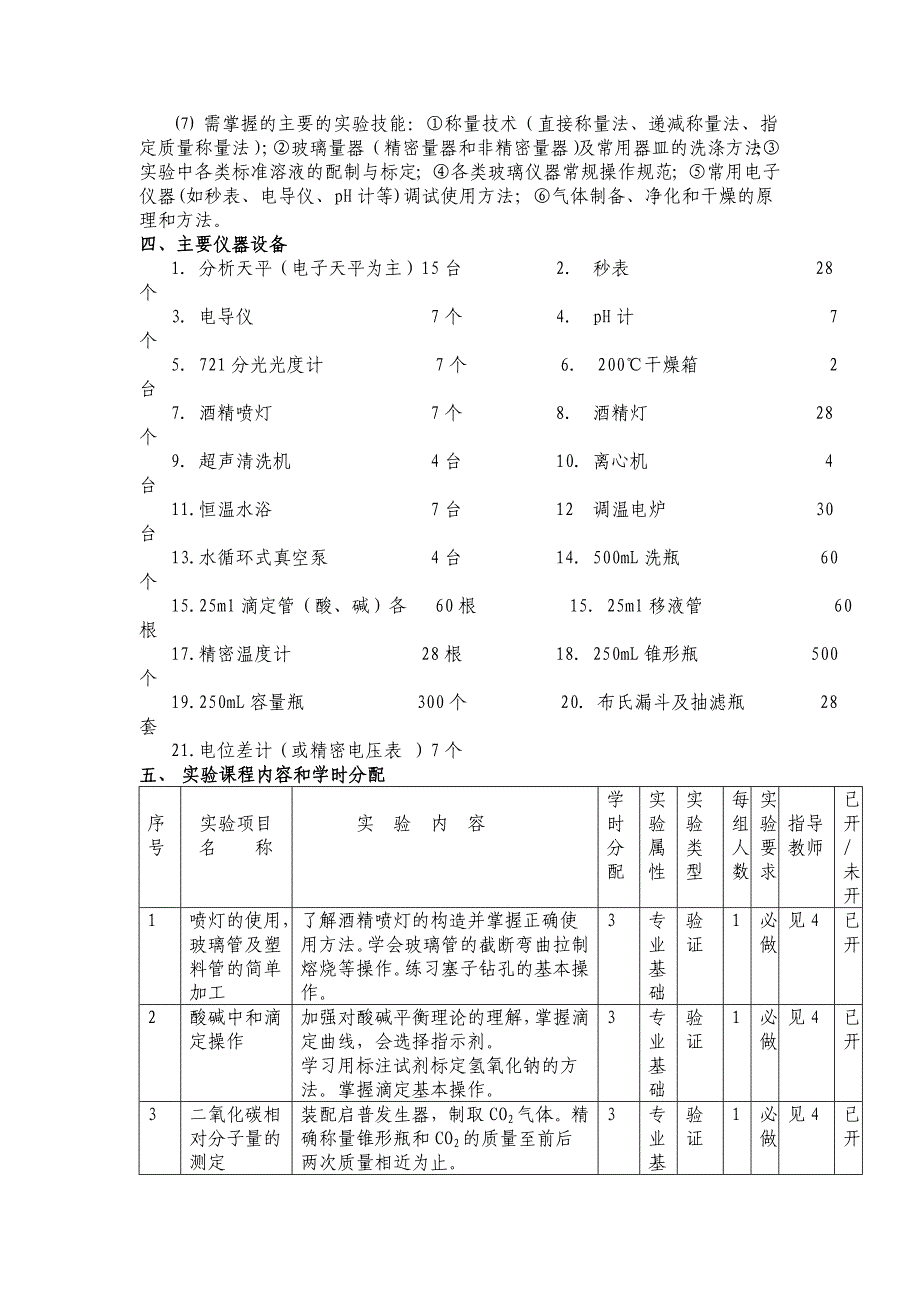 《基础化学实验Ⅰ》(无机)课程教学大纲(化学专业)_第2页