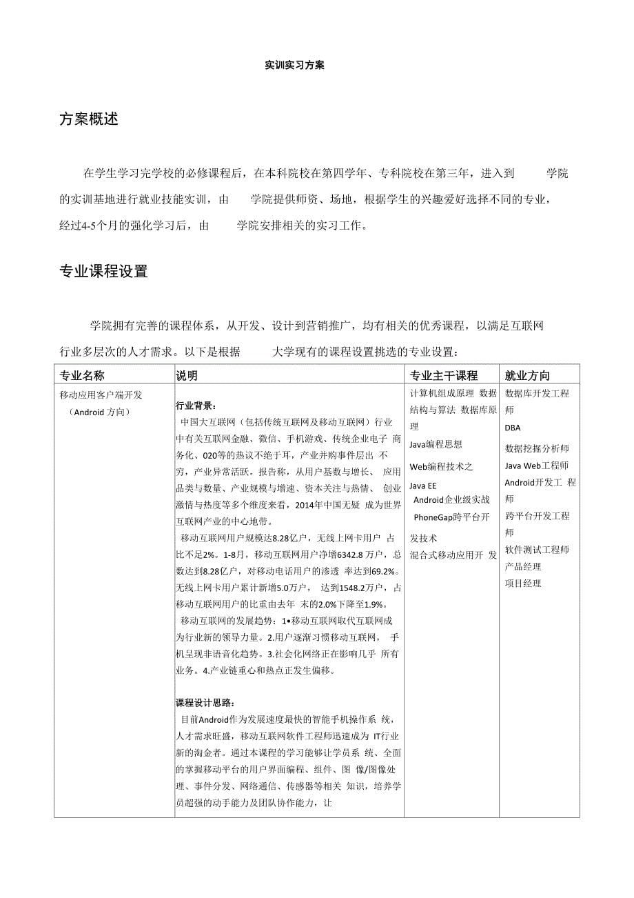 智慧校园共建合作方案 互联网软件专业 (实训 就业 创业一体化)_第5页