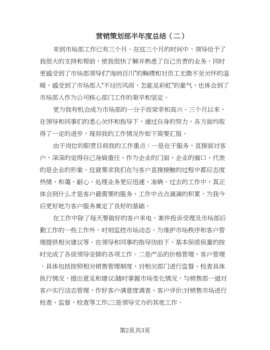 营销策划部半年度总结（二篇）.doc_第2页