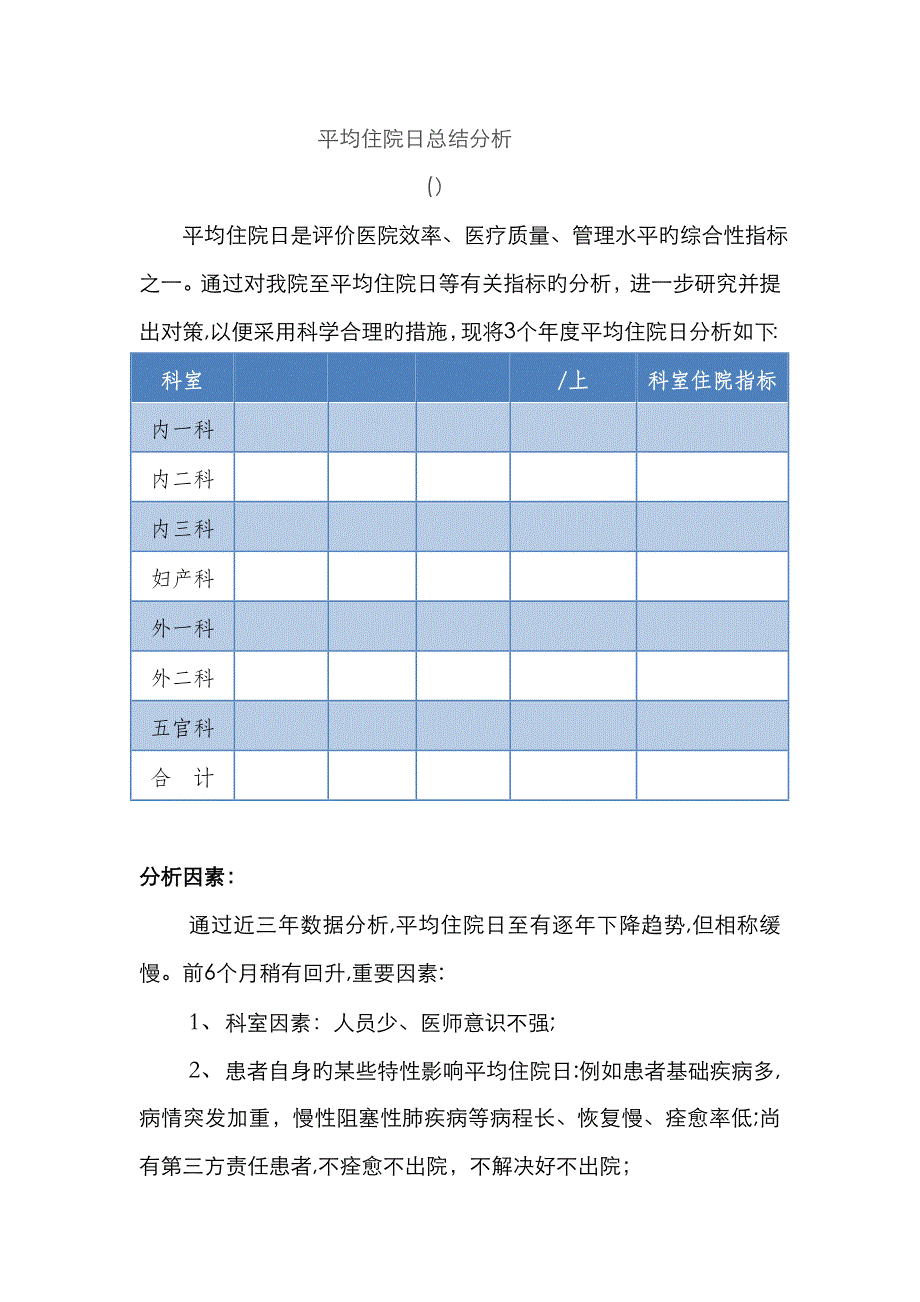 平均住院日总结分析_第1页