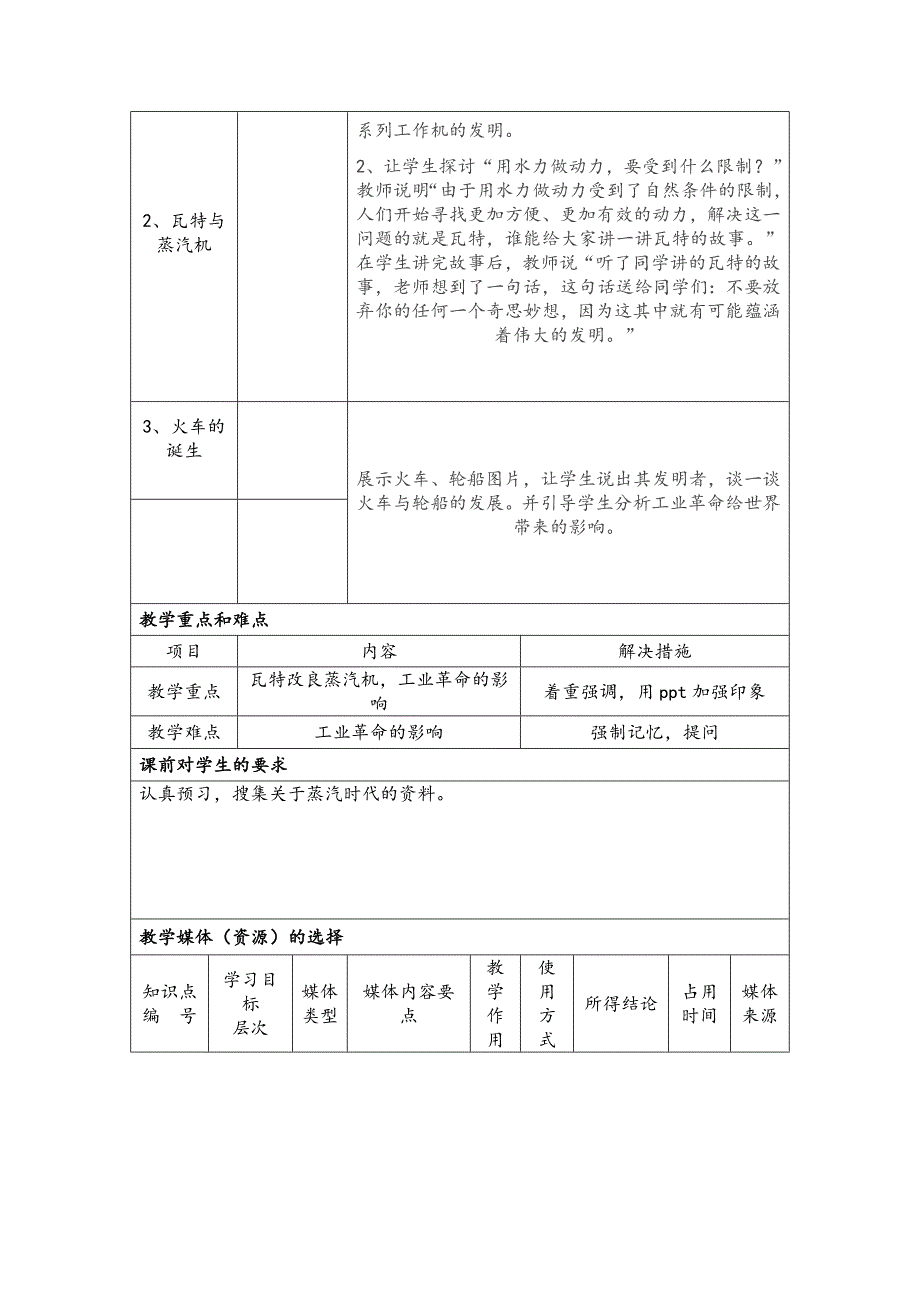 历史第14课“蒸汽时代的到来”课堂教学设计表_第2页