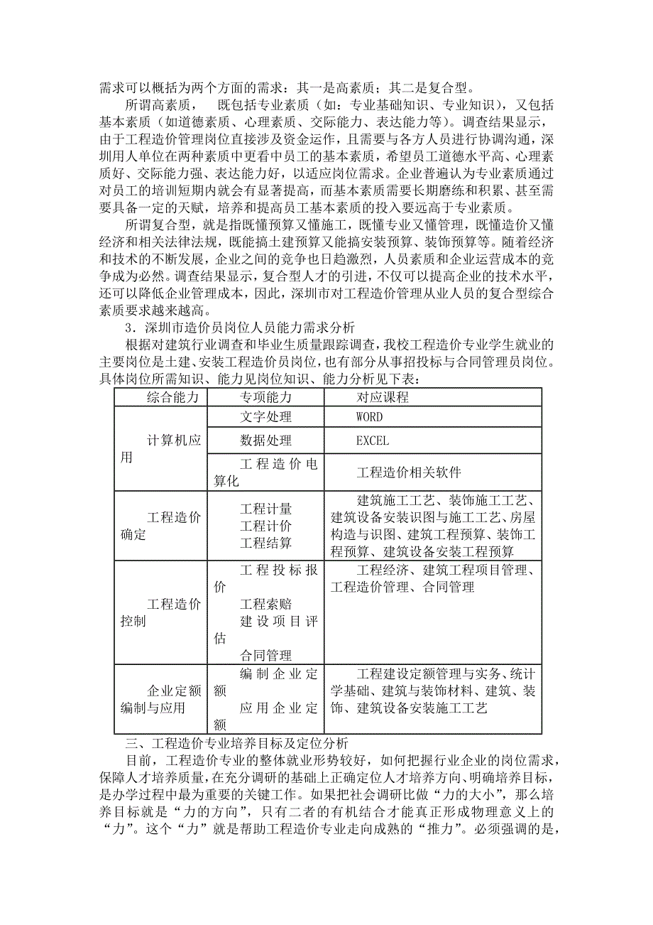 工程造价专业人才需求调研报告_第3页