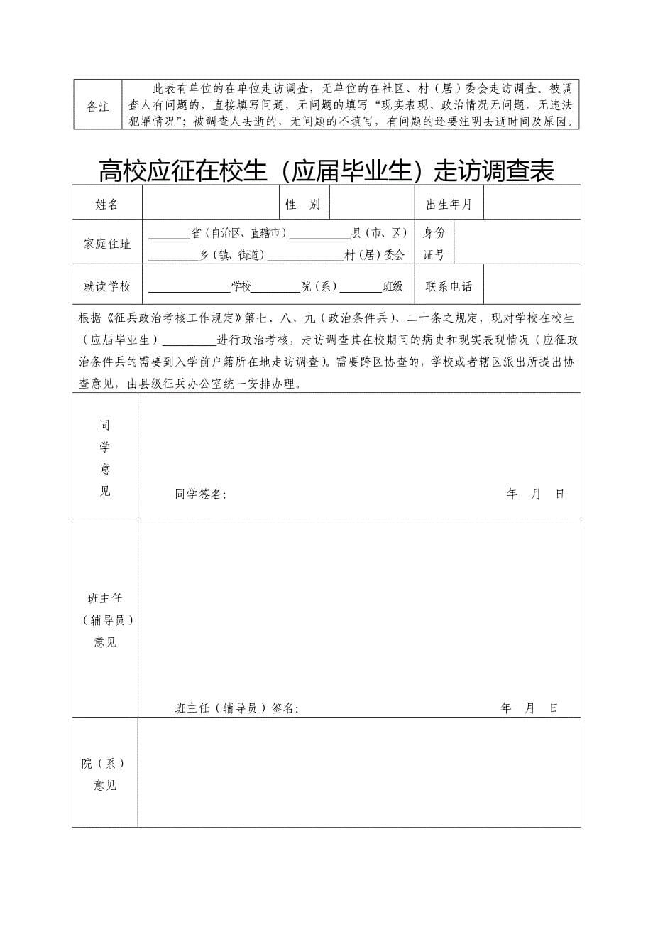 《湖北省应征公民政治考核档案》表格(1)_第5页