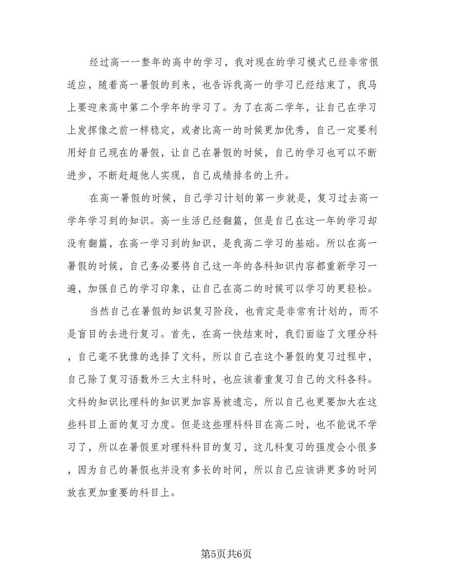 高中生暑假的学习计划模板（3篇）.doc_第5页