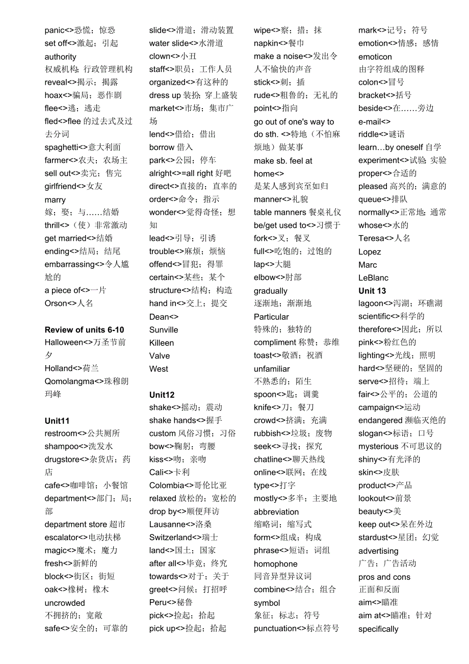 人教版九年级上英语单词表_第4页