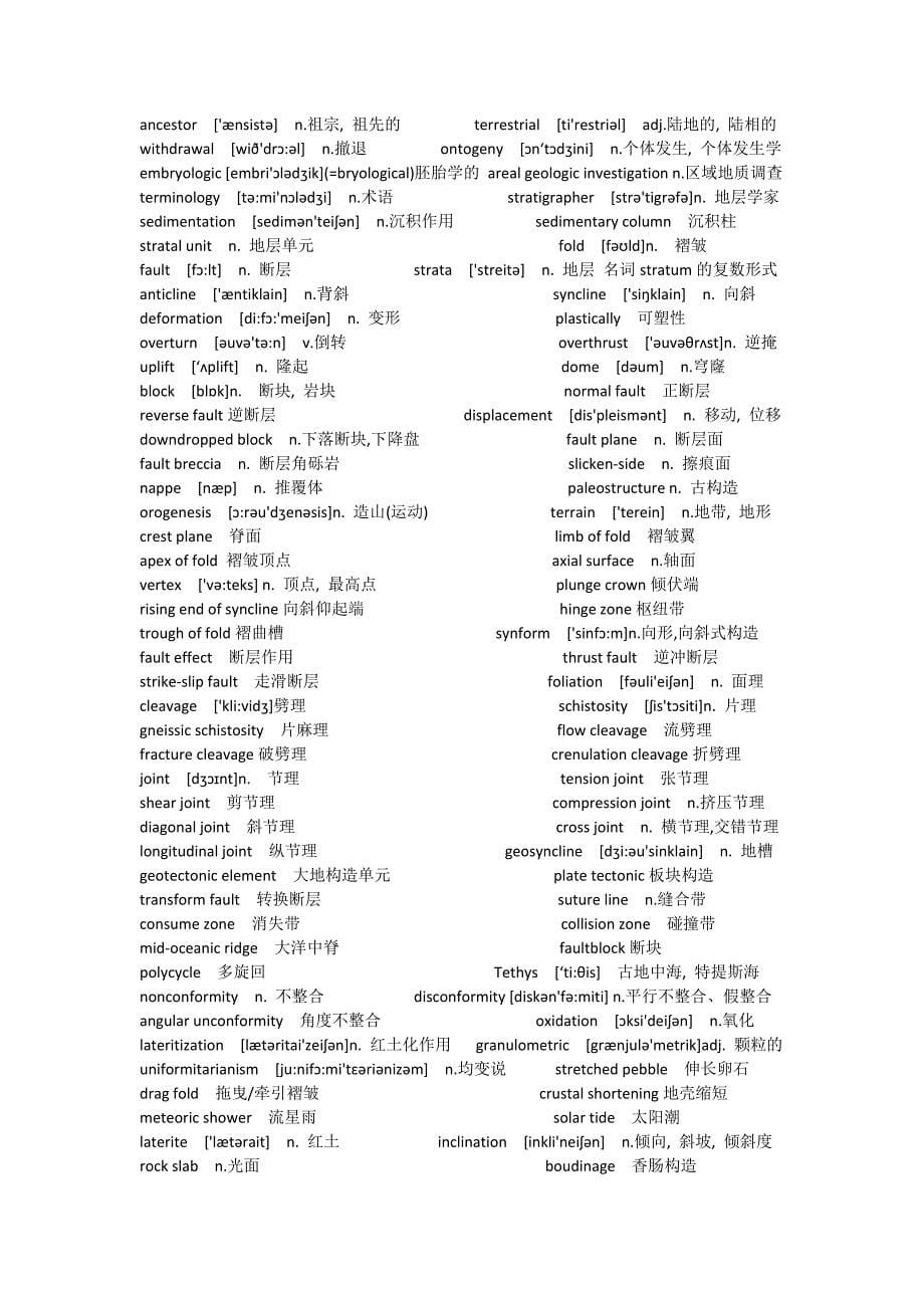 地质学专业英语单词_第5页