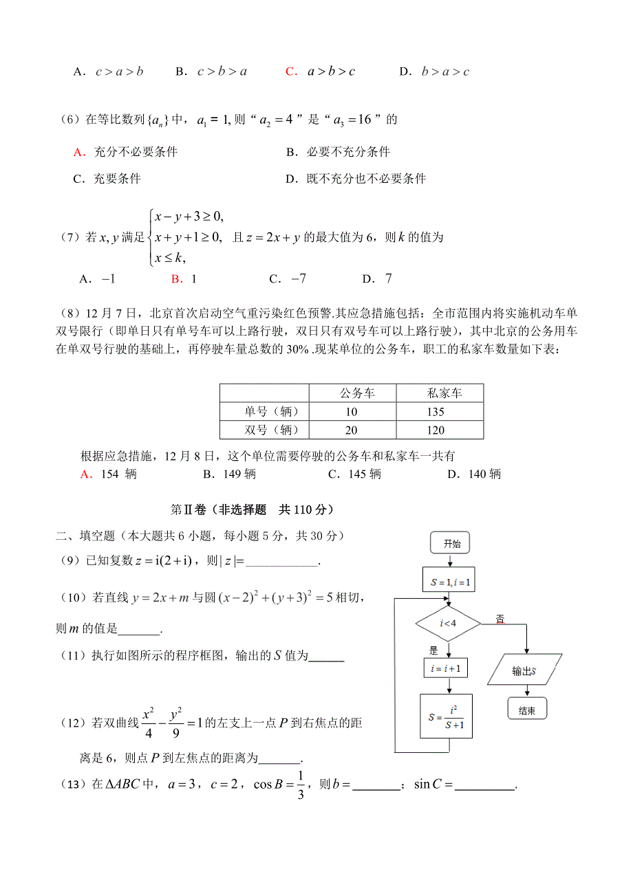 【北京】高三第一学期期末质量抽测数学文试题_第2页