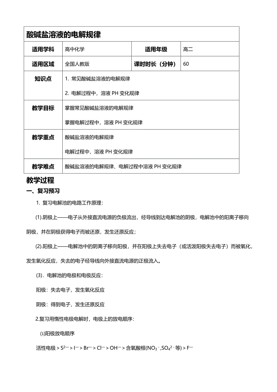 酸碱盐溶液的电解规律教案_第1页