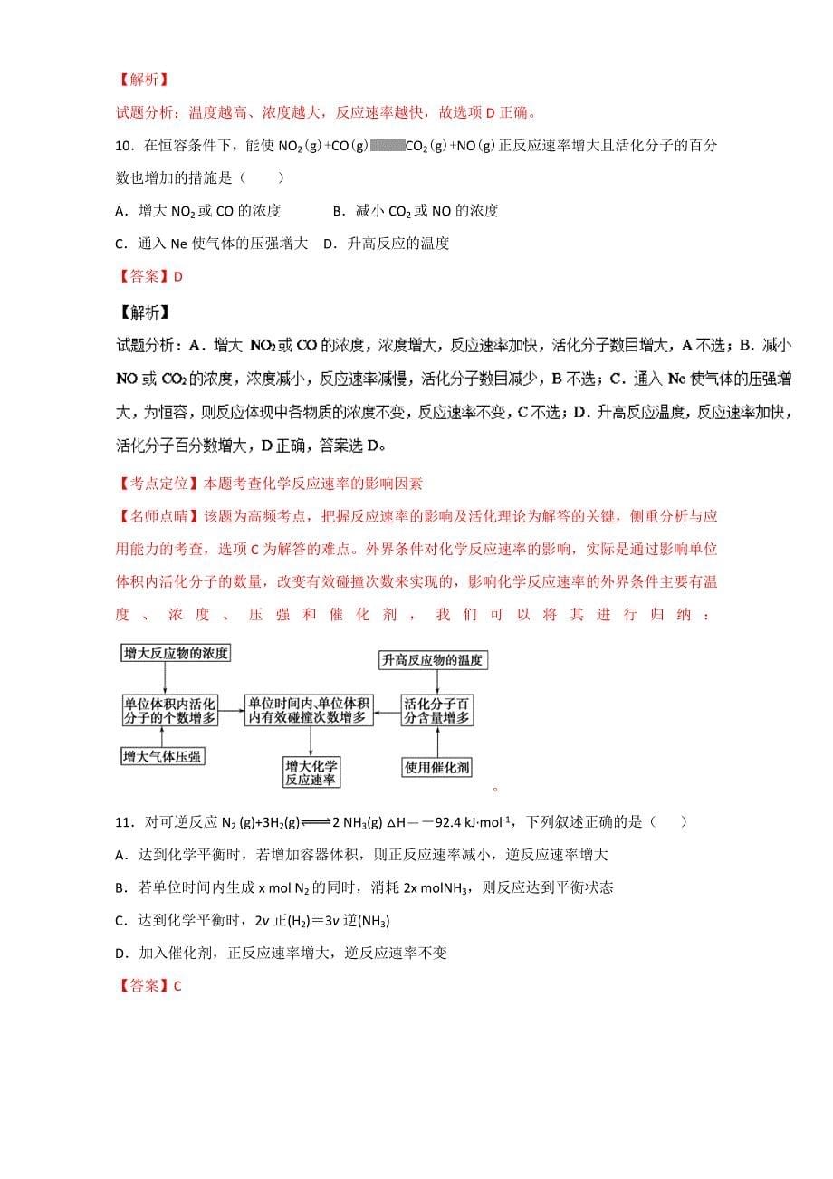 精修版高考化学备考 专题31 影响化学反应速率的因素 含解析_第5页