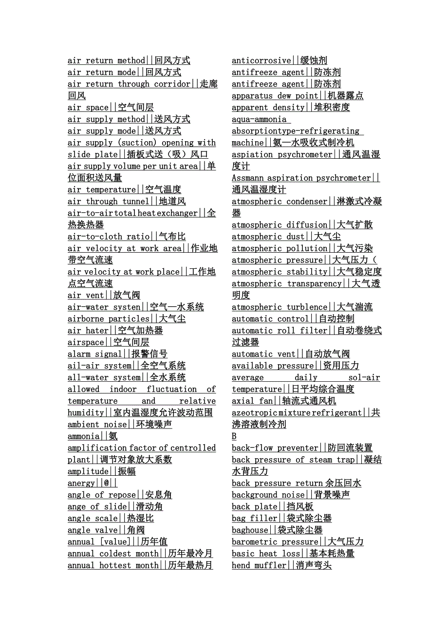 采暖通风与空气调节术语标准英汉对照索引_第2页