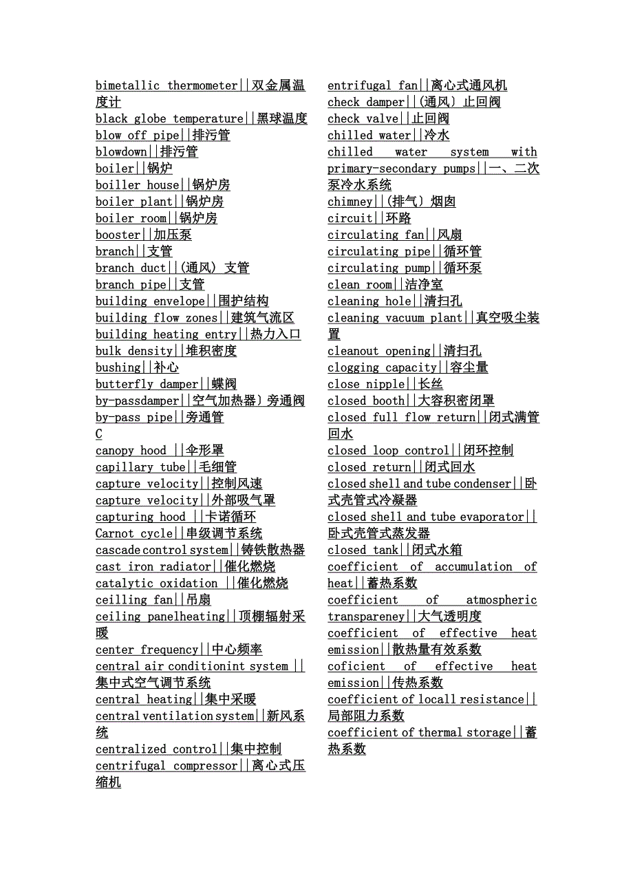 采暖通风与空气调节术语标准英汉对照索引_第3页