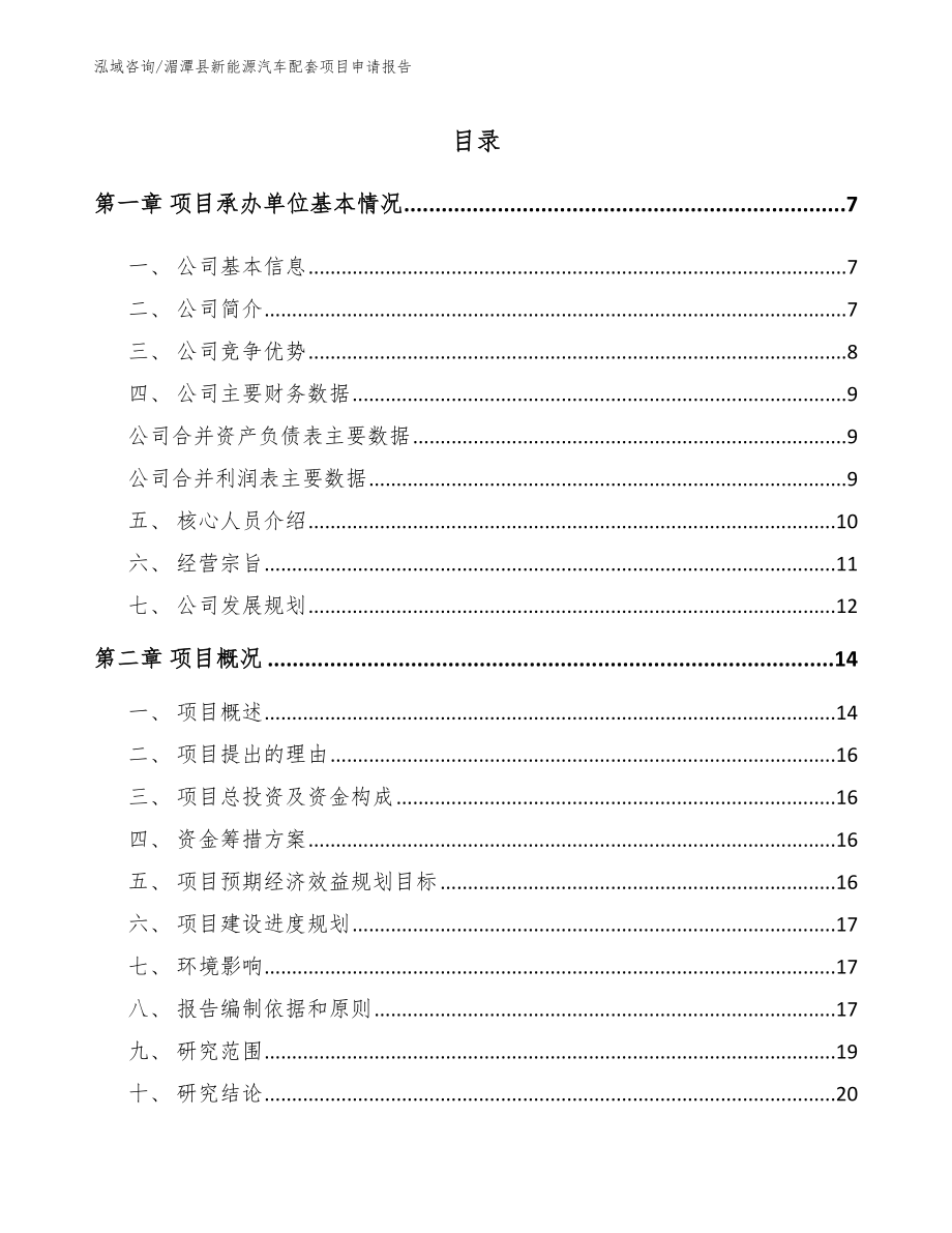 湄潭县新能源汽车配套项目申请报告模板范本_第1页