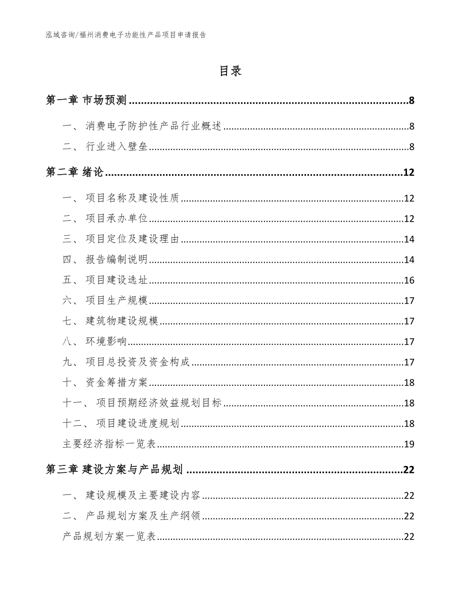 福州消费电子功能性产品项目申请报告【模板】_第1页