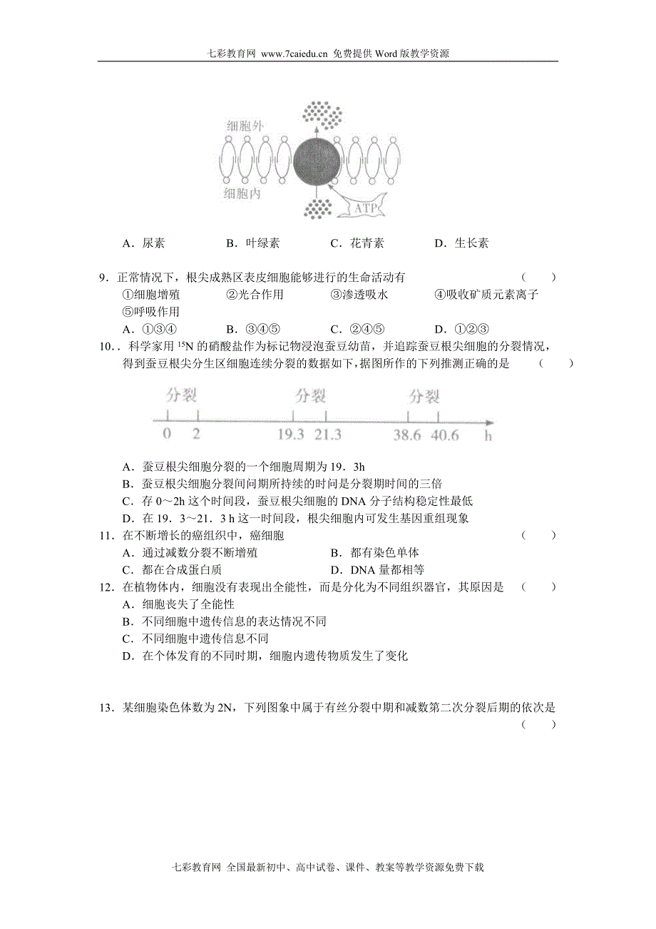 (考试必备)湖北武汉市部分学校2011届高三年级11月联考生物.doc_第3页