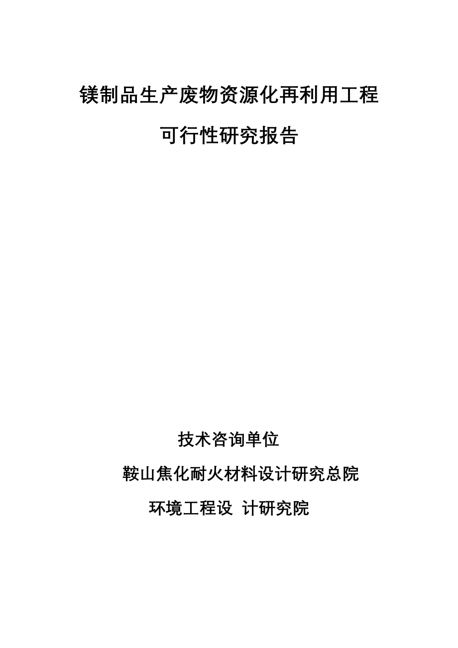 镁制品生产废物资源化再利用工程可行性研究报告.doc_第2页