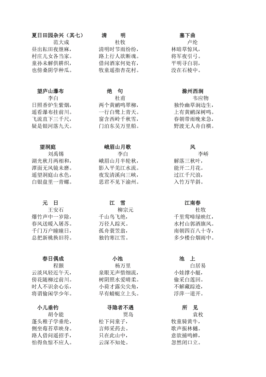 六年级总复习：小学语文课本古诗.doc_第2页