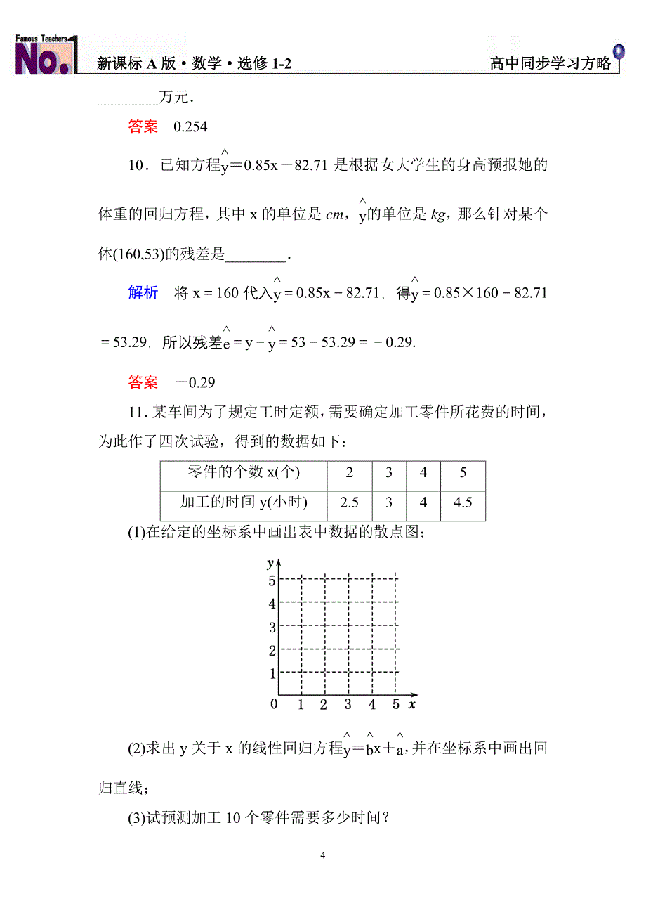 回归分析的基本思想双基练习_第4页