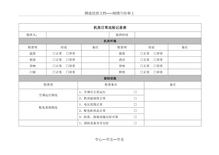 机房巡检记录表_第1页