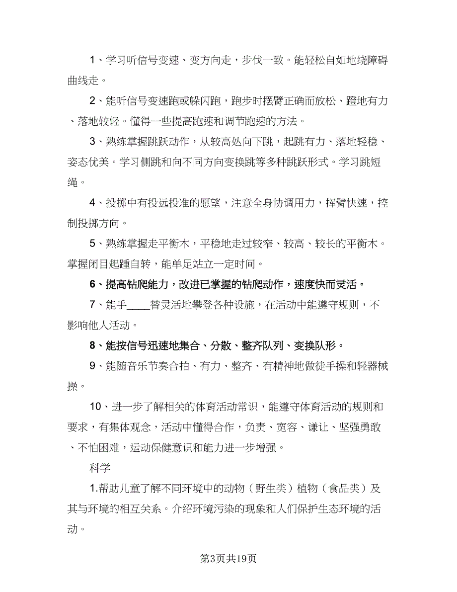 2023大班教育教学计划标准范本（四篇）_第3页