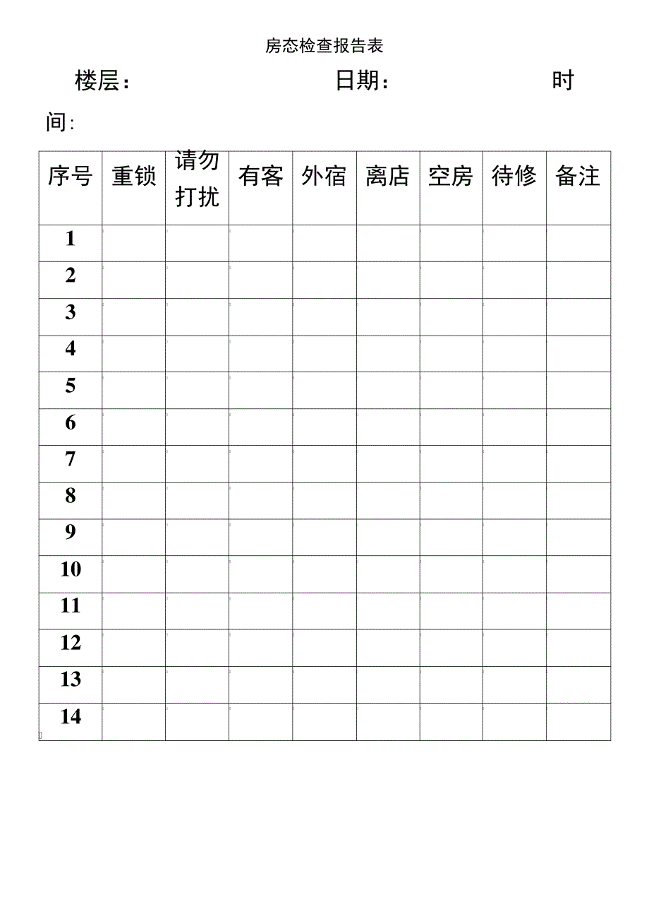 星级酒店客房部表格大全(doc49页)_第4页