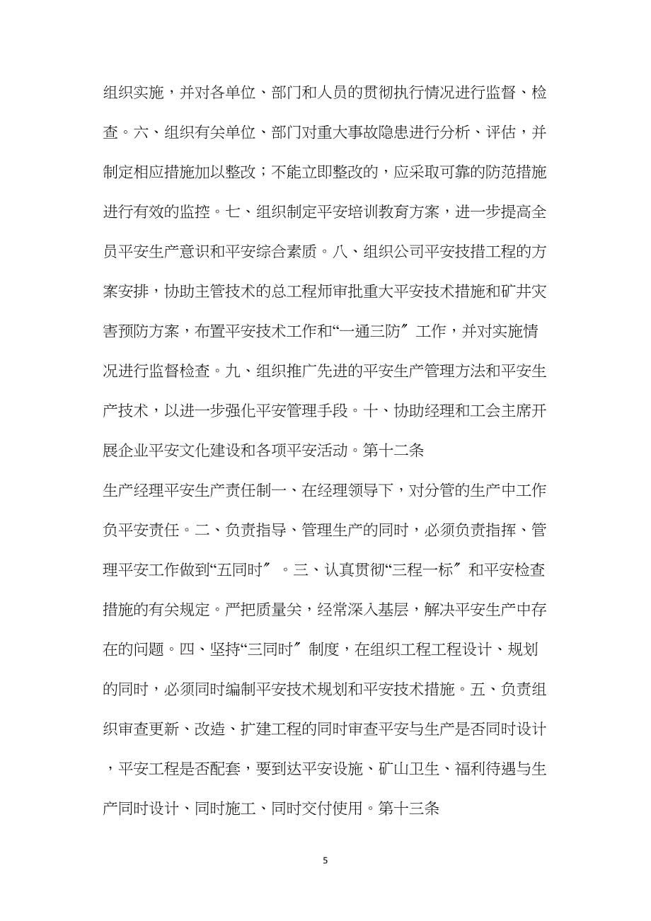 哈尔滨市煤炭工业公司安全生产责任制制度（讨论稿）_第5页