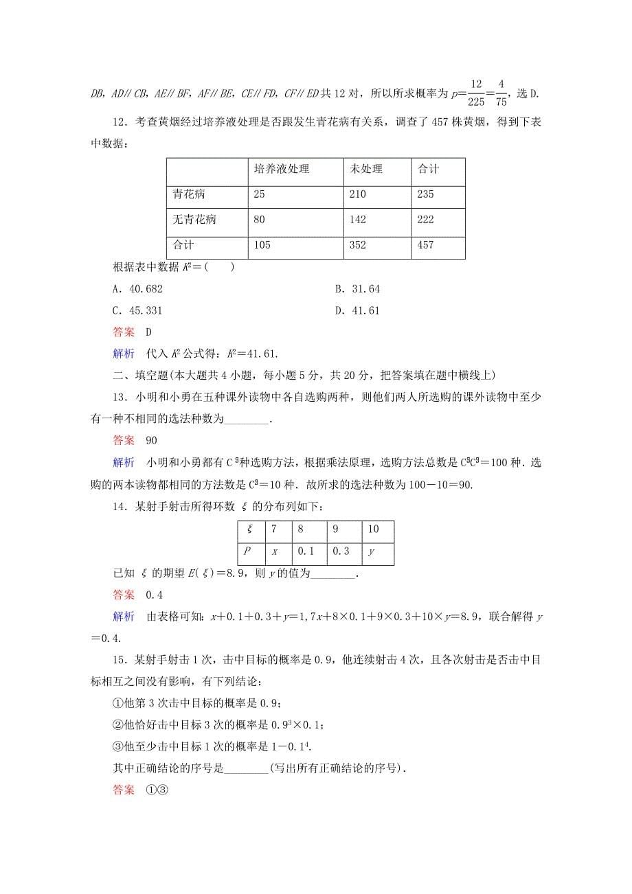 人教版 高中数学 选修23模块综合测试题课后巩固_第5页